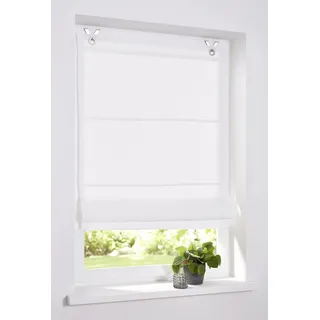 Rollos & More Raffrollo/Ösenrollo Metis Creme 100% Leinen ca. 80 * 210 cm