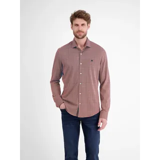 Karohemd LERROS "Langarmhemd mit Minimal-Karomuster", Herren, Gr. S, Normalgrößen, rot (scandinavian rot), 100% Baumwolle, Hemden Karohemd