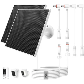 Solarpanel für Ring Kamera, 6W Solar Ladegerät mit USB-C und DC für Ring Stick Up Cam Plus Pro und Spotlight Cam Battery Serie, IP65 Wassergeschützt, 3m Kabel, 360 Grad Verstellbarer Halter (2 Stück)