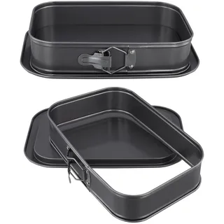 YUENPUN 2 Stück Rechteckige Springform, 33 x 23 x 6,5cm Backform Rechteckig mit Abnehmbarem Boden, Kuchenform Rechteckig für Backen, Kuchen, Torten