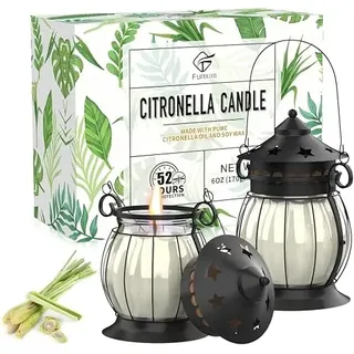 Citronella Kerze, 2 Stücke Citronella Kerze Outdoor im Glas Natürliches Sojawachs, Zitronengras Duftkerzen Retro Dekor - Perfekt für Camping, Grillen, Picknicks, Garten, Schlafzimmer