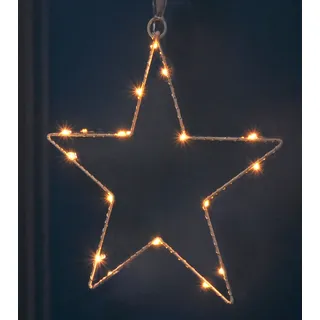 LED Fenster Silhouette Stern - 30 x 28 cm - Weihnachts Tisch Fenster Deko beleuchtet Batterie betrieben - Weiß