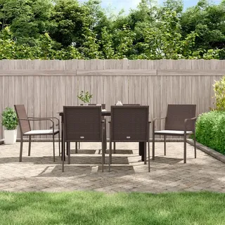 Eleganten-Stil Gartenmöbel Set Balkonmöbel-Set 7-tlg. Garten-Essgruppe mit Kissen Poly Rattan und Stahl - Gartenmöbelgarnituren Hommie2251517 4parcel - Braun