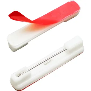 100 Anstecknadel, selbstklebend 37 x 7 mm, Kunststoff, weiß
