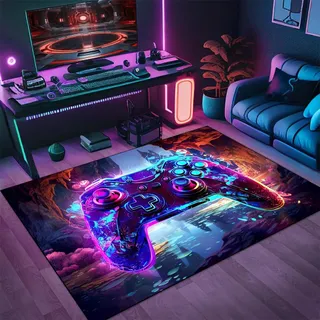 PEIHUODAN Game Coole Graffiti-Blitz-Design-Teppiche, Bodenmatten Für Gaming-Zimmer Von Teenagern, Dekorative Teppiche Für Wohnzimmer, Kinderzimmer E-Sport-Räume (Style 2,120x180cm)