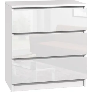 Roe Furniture | Kommode 60 cm - Weiß Hochglanz - 3 Schubladen - Modernes Design - Funktional und Stilvoll - Weiß