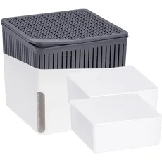 Raumentfeuchter Cube Set, Luftentfeuchter mit 2 x 1 kg Granulat-Block, 16,5 x 15,7 x 16,5 cm, Weiß