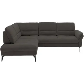 Beldomo System Ecksofa , Dunkelbraun , Metall , Ottomane links, L-Form , 256x206 cm , Goldenes M , Stoffauswahl, seitenverkehrt erhältlich, Bettfunktion erhältlich, Hocker erhältlich, Rücken echt, individuell planbar , Wohnzimmer, Sofas & Couches, Wohnlandschaften, Ecksofas