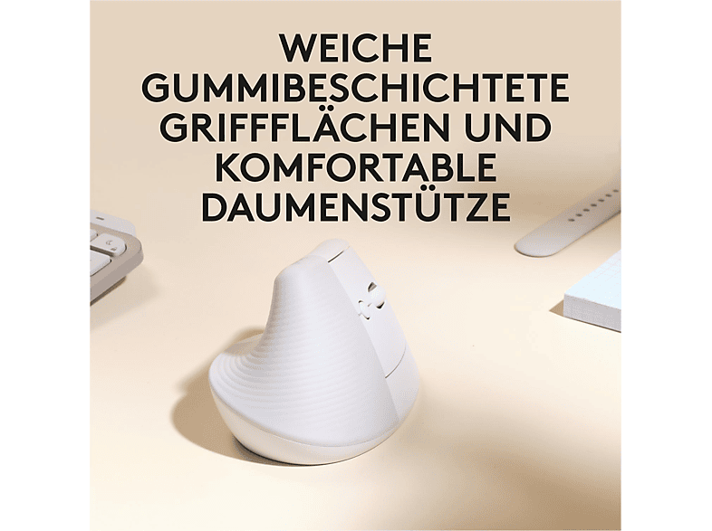 Bild von Lift for Mac Vertical Ergonomic Mouse, Off-White, Logi Bolt, USB/Bluetooth (910-006477)