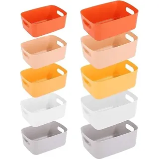 10 Stück Aufbewahrungskörbe, Kunststoff, bunt, Schrank-Organizer, Küche, stapelbar, mit Griffen, Körbe, Aufbewahrung, Küchenschrank, Organizer, Box, Korb, Aufbewahrung, 2 Größen, für Küche und Bad