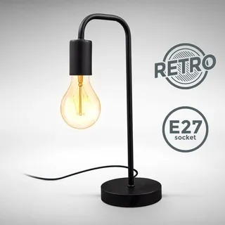 Nachttischlampe - mit Schalter, retro, max. 10W, E27 Fassung, schwarz - Schwarz