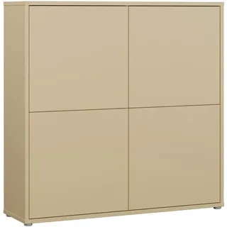 Carryhome Highboard , Gelb , Kunststoff, Holzwerkstoff , 4 Fächer , 124.5x121.5x34.9 cm , Beimöbel erhältlich, stehend , Kleinmöbel, Kommoden, Highboards