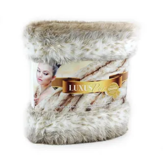 Gözze - Wohndecke, Kunstfell in edler Pelzoptik, Design Luchs, 150 x 200 cm - Weiß/Beige