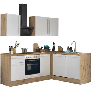 kochstation Winkelküche Florida L-Form 220 cm weiß