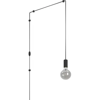 EGLO Hängelampe Pinetina, Lampenfassung mit Kabel und Stecker, Pendelleuchte über Esstisch, Esszimmerlampe aus Metall in Schwarz, E27 Fassung