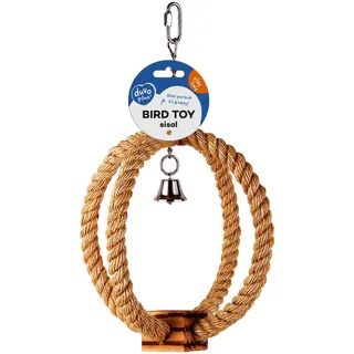 Duvo+ Ringseil aus Sisal für Vögel 33x22x22cm mit BBQ Block & Glocke beige