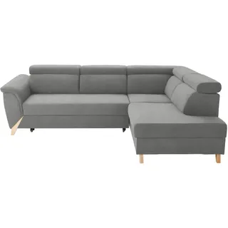 Stylife Ecksofa , Greige , Holz , Buche , vollmassiv , Ottomane rechts, L-Form , 265x200 cm , Stoffauswahl, seitenverkehrt erhältlich, Rücken echt , Wohnzimmer, Sofas & Couches, Wohnlandschaften, Ecksofas