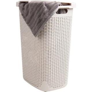 Mind Reader 60L Slim Laundry Hamper Schmaler Wäschekorb, 60 l, Kunststoff, Elfenbein, Single