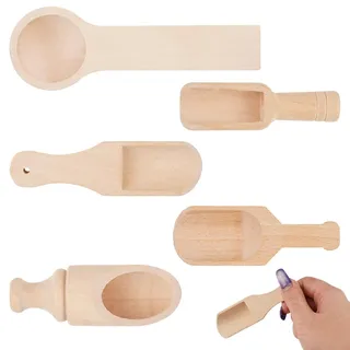 5 Stück Mini Holzschaufeln, Holzlöffel Klein, Salzlöffel, Gewürzschaufel, Klein Teeschaufel Holz, Mini-Holzgewürzlöffel, Natürliche Holz Küchennutensilien für Backen und Kochen