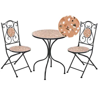 Beliani Bistro Set 3-tlg. Schwarz/Braun/Orange