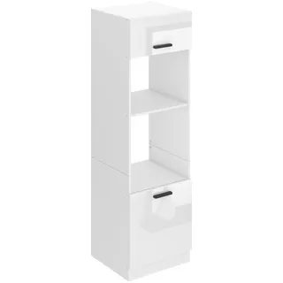 Belini Mikrowelle Schrank, Küchenschränke, Hochschrank Küche SSP. Mikrowellenschrank - 60 cm Breite und 204 cm Höhe. Küchenbuffet mit 2 Türen und 2 Regalen, Weiß Hochglanz - Weiß