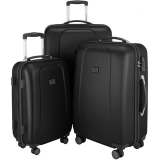 HAUPTSTADTKOFFER - Wedding - 3er Koffer-Set Trolley-Set Rollkoffer Reisekoffer, TSA, Doppelrollen, (S, M & L), Schwarz