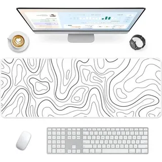 Gaming-Mauspad XXL - Antislip, Bürostuhlunterlage - 1 Stück - Weiß mit Linien - 800 x 300 mm - Weiß