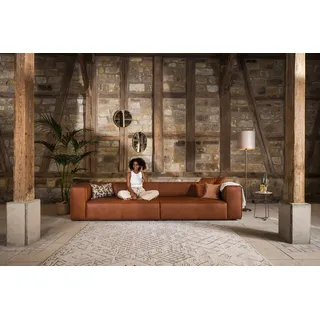 W.Schillig 4-Sitzer »around-the-block«, mit eleganter Biese, mit Federkern, braun