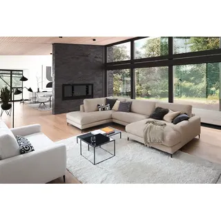 KAWOLA Sofa CARA Wohnlandschaft U-Form Cord taupe Longchair rechts