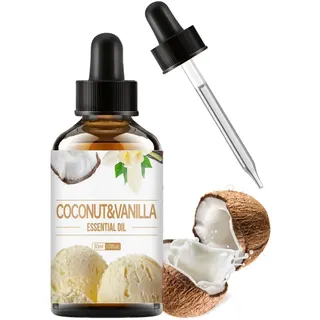 Ätherische Öle Vanilleöl mit Bio-Kokosöl & Vanille-Extrakt - Reine Naturöle, Sanftes Duftöl für Massage & Raumduft, Vegan & Für Sensible Haut (1PC, 30ml)