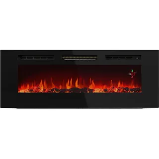 Klarstein Galeras Smart Elektrokamin - 1800 W Heizleistung, Realistische LED-Flammen, App & Fernbedienung, Einstellbare Farben & Helligkeit, Überhitzungsschutz, Wandkamin Elektrisch - Schwarz