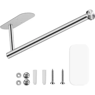 WAIZHIUA Küchenrollenhalter Ohne Bohren, Halter Küchenrolle, Rollenhalter Selbstklebend, Küchenrollenhalter Wand Edelstahl, Rollenhalter Für Küche Und Badezimmer (Silber)