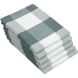 ZOLLNER 5er Set Geschirrtücher Baumwolle in 50x70 cm - saugstarke Küchentücher in grau kariert - waschbar bis 60°C – Gastronomiequalität - Oeko Tex® Zertifiziert