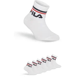 Kurzsocken FILA "JUNIOR UNISEX QUARTER PLAIN SOCKS", Kinder, Gr. 23-26, weiß, Baumwollmischung, unifarben mit Farbeinsatz, normal, Socken Kurzsocken, mit eingestricktem Logo im Bündchen, Kindersocken