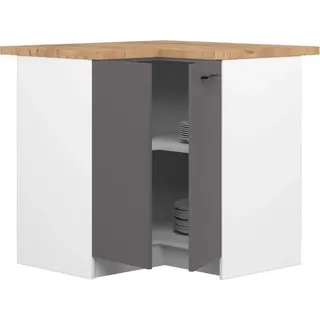BDW - Küchenschrank - Eckschrank Küche, Arbeitsplatte, Weiß/Grau, 90cm - Weiß, Grau