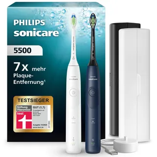 Philips Sonicare 5500 HX7119/01 + 2. Handstück blau/weiß + Reiseetui