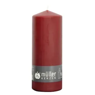 Müller Kerzen Stumpenkerze, weinrot, Hochwertige Stumpenkerze mit gleichmäßigem Abbrand, 1 Packung = 6 Stück, (Ø x H): 70 x 180 mm