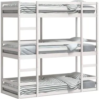 vidaXL Dreifach-Etagenbett Weiß 90x190 cm Massivholz Kiefer - Weiß