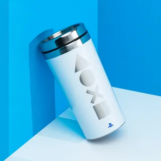 Reisebecher - Playstation 5 450ml - Weiß, Silber, Schwarz