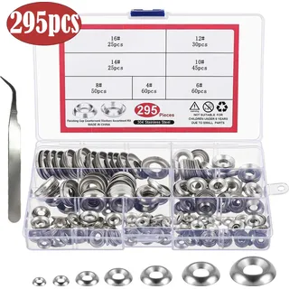 INF 295 Stück konvexe Unterlegscheiben Set - 304 Edelstahl Sortiment