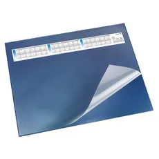 Läufer 44655 Durella DS Schreibtischunterlage mit transparenter Auflage und Kalender, rutschfeste Schreibunterlage, 52 x 65cm, blau