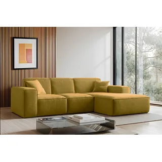 Kaiser Möbel Ecksofa, Sofa L form, Couch L form Siena L stoff Salvador Gelb Rechts - Gelb