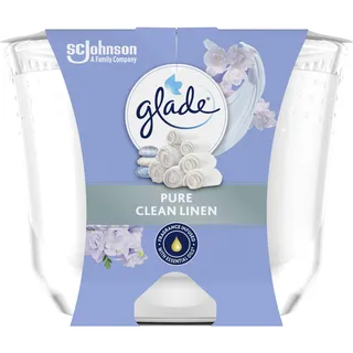 Glade Langanhaltende Duftkerze im Glas, Clean Linen, bis zu 30 Stunden Brenndauer, 4er Pack (4x204 g)
