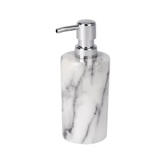 WENKO Onyx Seifenspender, 230 ml, Nachfüllbarer Flüssigseifen-Spender für die portionierte Abgabe von Flüssigseife, Marmor