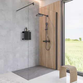 Schulte Alexa Style 2.0 Dusch-Seitenwand rechts 120 x 200 cm schwarz Sicherheitsglas