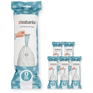 Brabantia PerfectFit Müllbeutel, Code O (30 l), 6 x 120 Stück | Aus reißfestem Kunststoff, mit Zugband, unsichtbare Anbringung, Belüftungslöcher, praktische Spenderverpackung