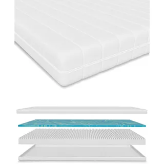 Schlaftroll Gelmatratze Höhe 15 cm 7-Zonen Kaltschaummatratze 140 x 200 cm , Textil , H2 + H3 , Rechteckig , 140x200 cm , Oeko-Tex® Standard 100 , Schlafzimmer, Matratzen, Gelmatratzen