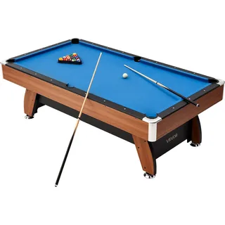 VEVOR Billardtisch 244 cm mit Holzoberfläche, moderner Spieltisch mit verstellbaren Füßen, komplettes Set inkl. Bällen/Queues/Ständer/Kreide/Bürste, für Spielzimmer Freizeiträume Blau