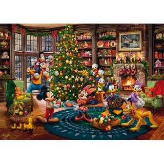 Schmidt Spiele 58047 Disney, Mickey & Minnie Trimming The Tree, Thomas Kinkade, 1000 Teile Puzzle