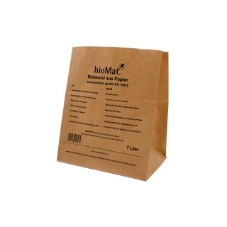 BIOMAT® Bioabfallbeutel aus Kraftpapier, 7 Liter, Bioabfallbeutel biologisch abbaubar und kompostierbar, 1 Bündel = 40 Stück, 1-lagig nassfest